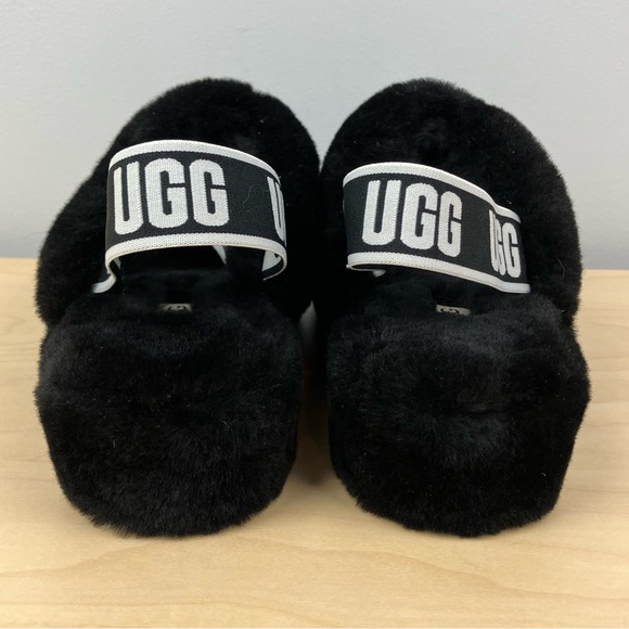 UGG Women’s Size 6.0 Fluff Yeah Shearling Slide Slippers Black Chunky - Picture 7 of 11